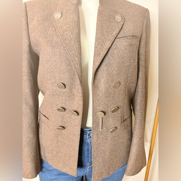 Vintage Brown Tweed Blazer with Notched Lapels - Picture 5 of 12